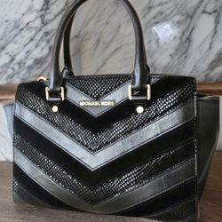 Michael Kors Selma Chevron Satchel - Black Multi