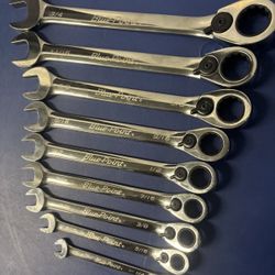 Snap-on Tools 9 pc 12-Point SAE 15° Offset Ratcheting Box/ Open-End Wrench Set (1/4-3/4") (Blue-Point®