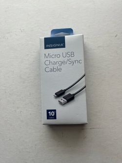 Brand new Insignia 10-foot Micro USB Charge/Sync Cable, black. Never opened