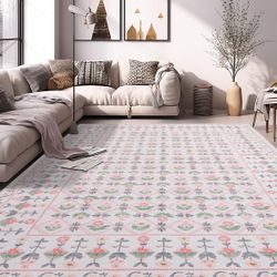 Pink Floral Vintage Rug 8x10