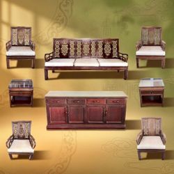 Solid Rosewood Chinese Furniture Set, Hand-Carved Vintage - OBO , FOR SALE TIL 6/7