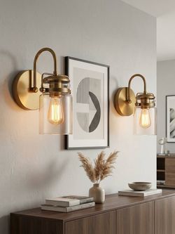 Set gold-bronze light lamps new in box