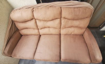 Comfy Reclining Sofa with Bonus Cover (cleaned)