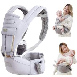 Baby Carrier with Hip Seat, Baby Carrier Newborn to Toddler, Baby Hip Seat Carrier for 7 -66lbs, All Seasons Baby Holder Carrier, All Position.(Light 