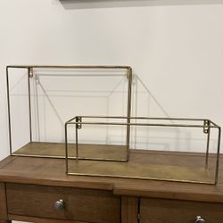 Two Gold Metal Hanging Shelves