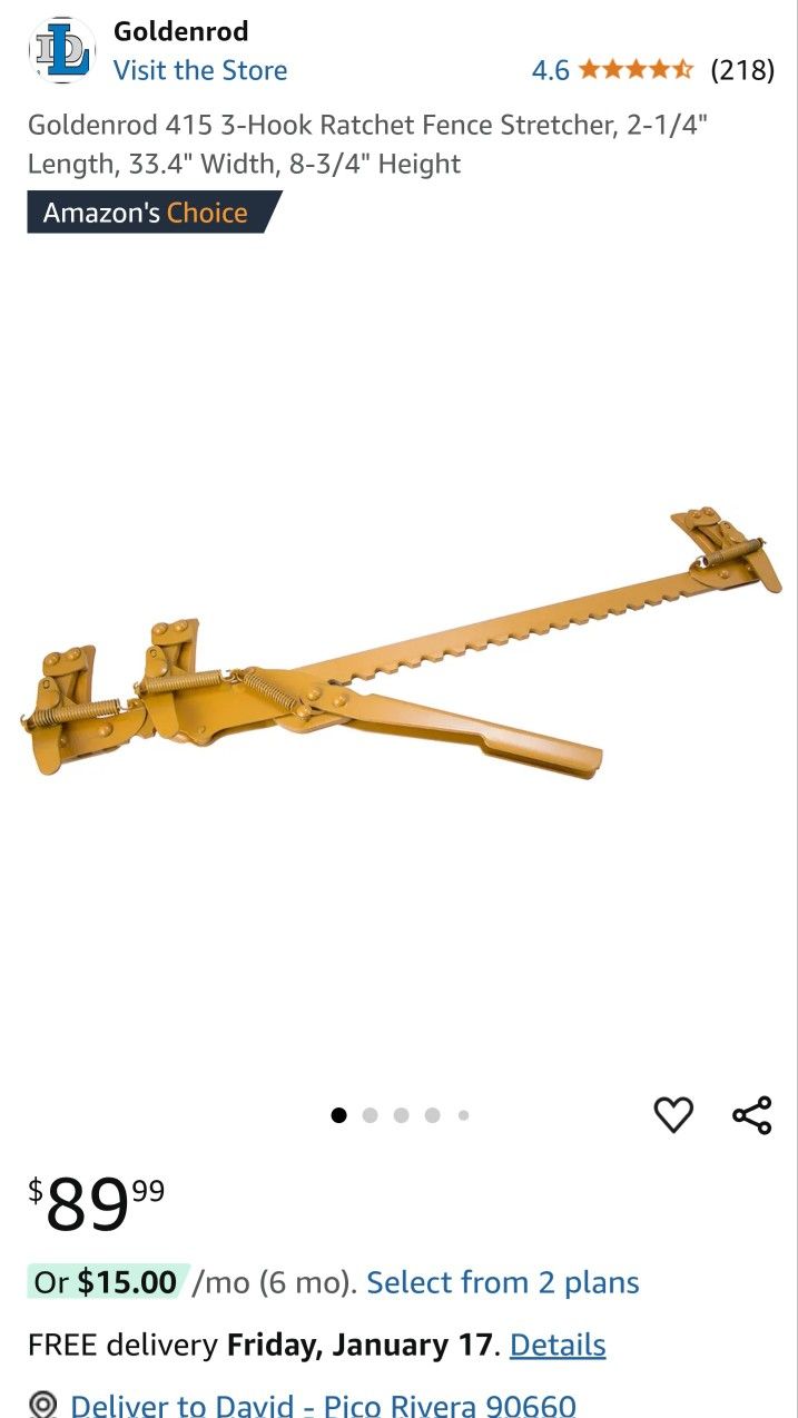 New GOLDENROD Hired Hand Fence Tool 415
