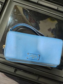 Kate Spade Blue Leather Wristlet Wallet