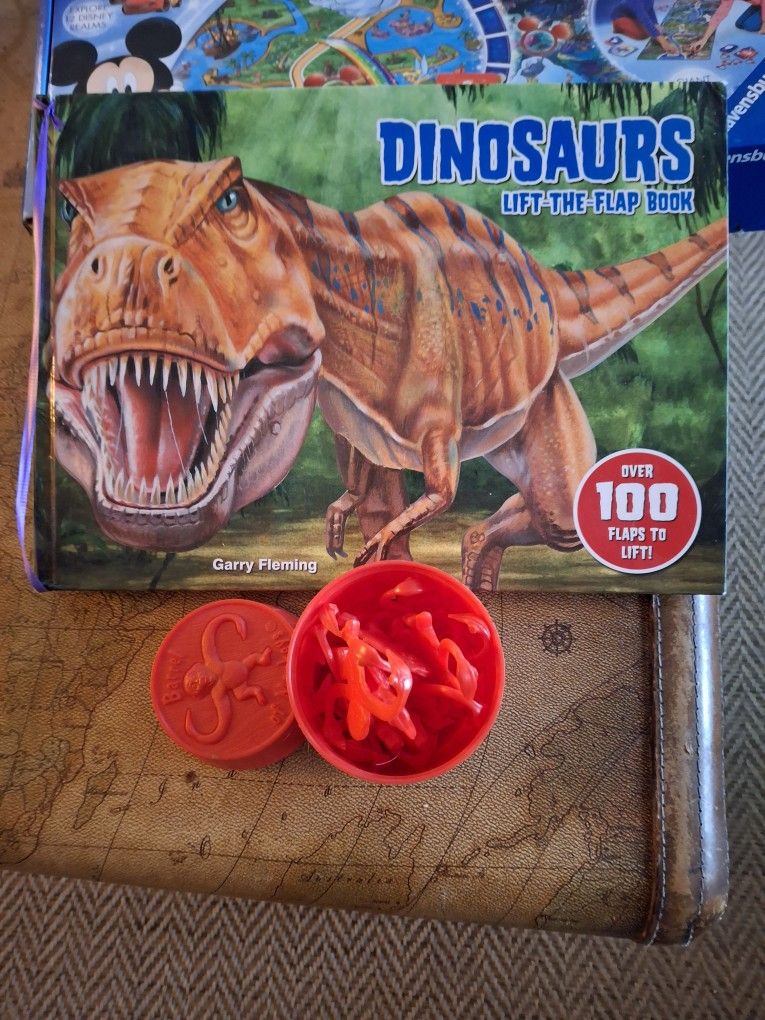 Childs Game, Dinosaur Book & Barrell Of Monkeys Game