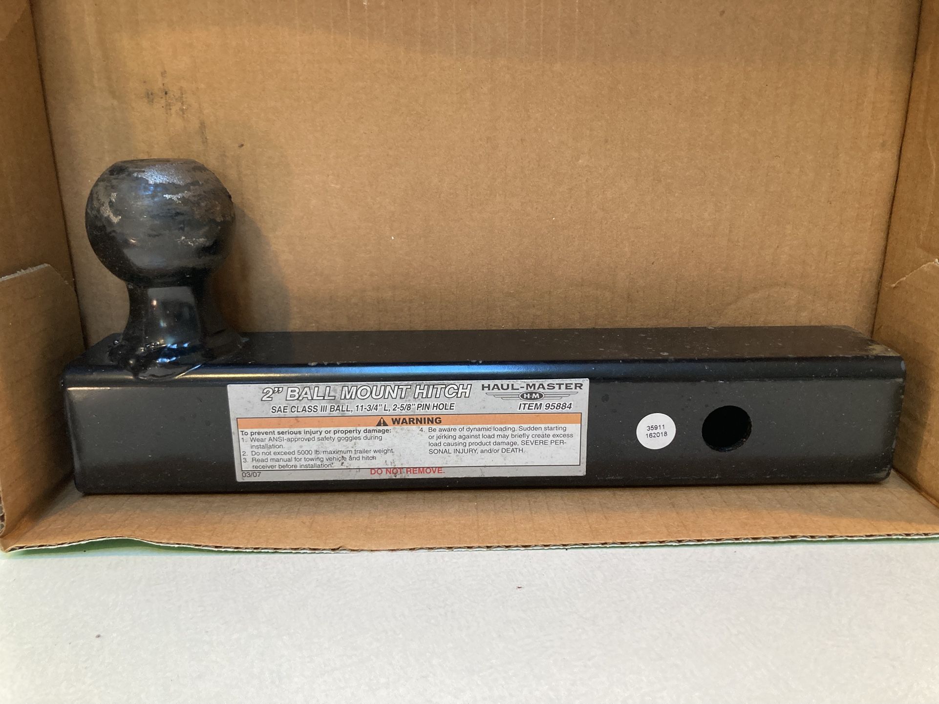 2” Ball Mount Hitch, 11.75” Long