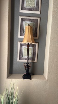 Tall Buffet Table Lamp with Gold Shade