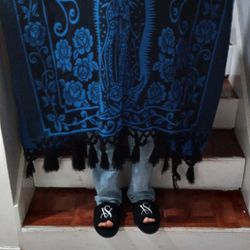 New Blue Virgen Guadalupe Body Poncho For Women 