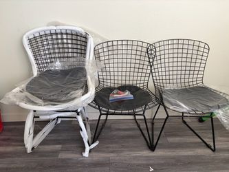 Wire Side Chairs with Seat Pads – Set of 4