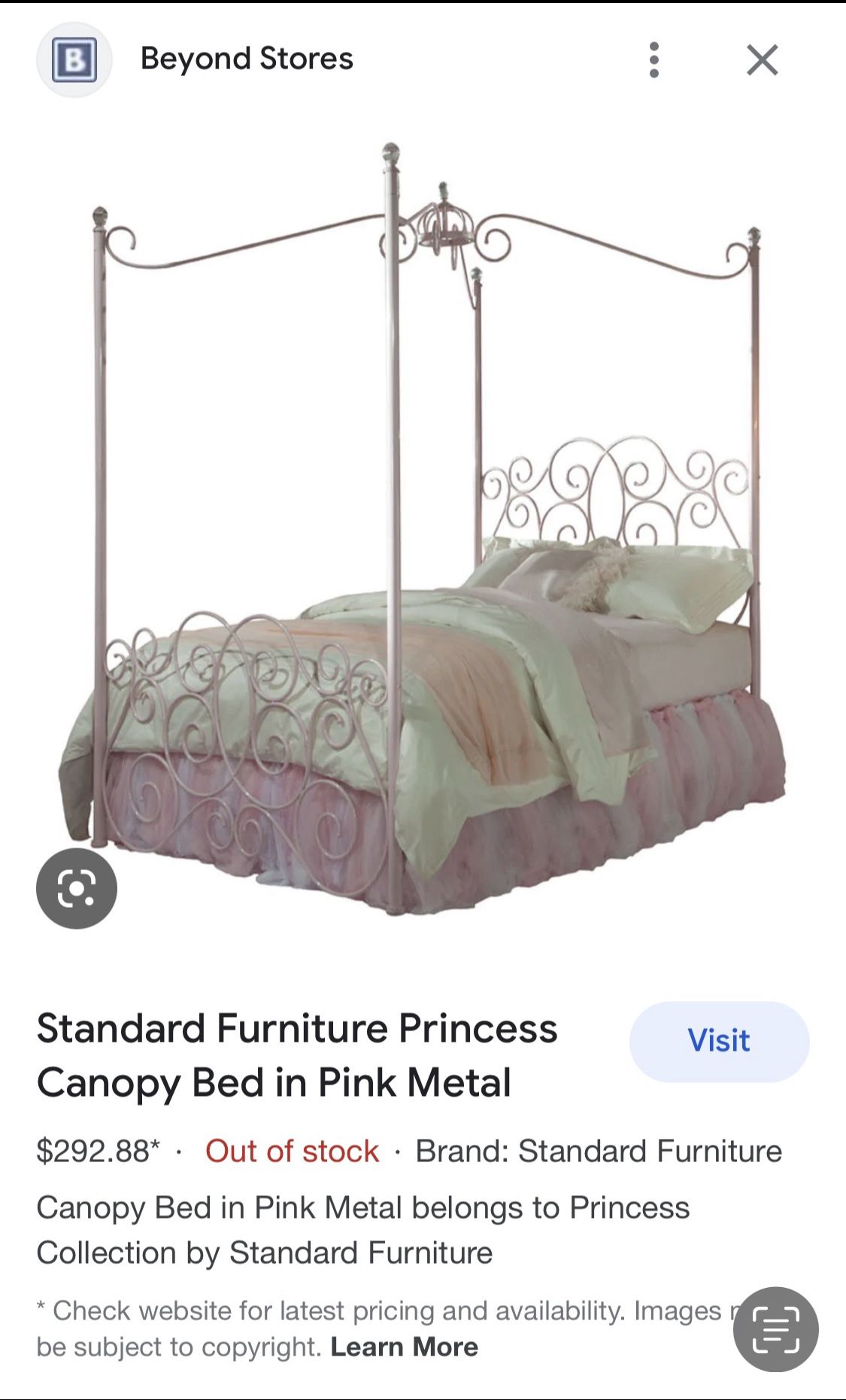 Twin Canopy Bed- Princess Cinderella Canopy 