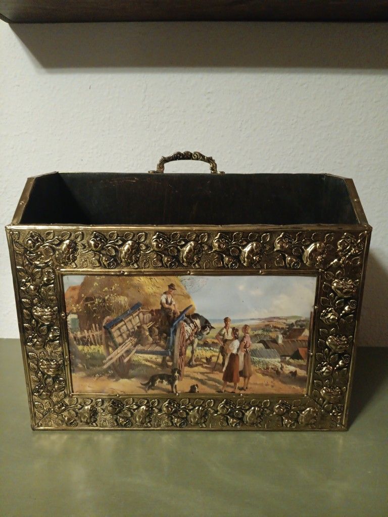 1930's Era Brass & Wood Mag/Music Rack