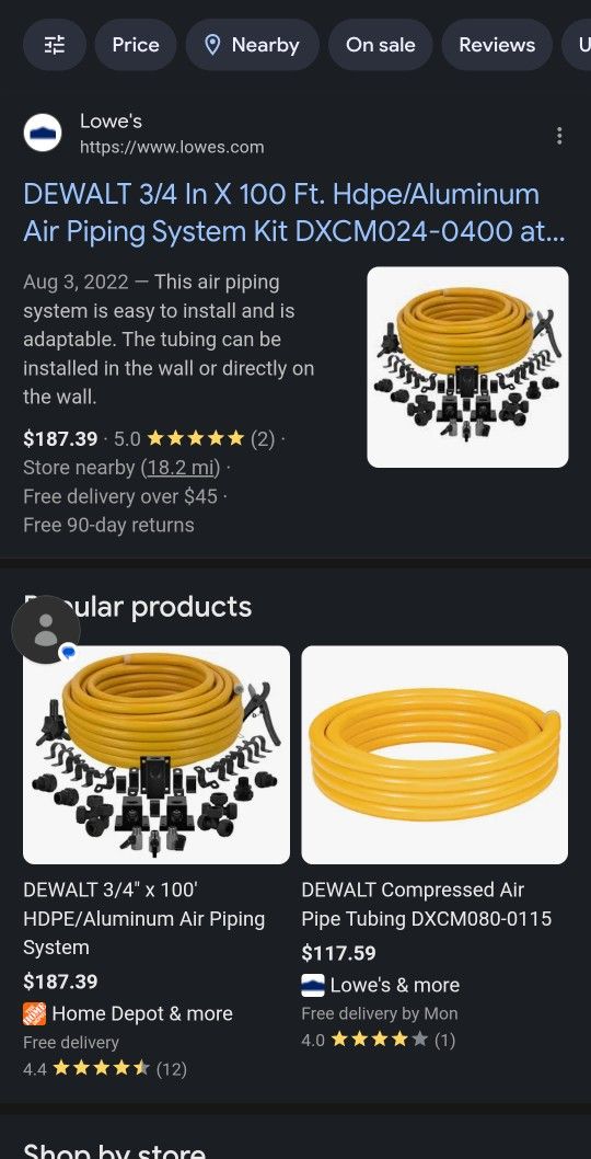 Dewalt 3/4 Compressed Air Piping System