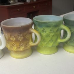 Vintage Iconic Kimberly Diamond Collection By Anchor Hocking’s Fire king Line Cups