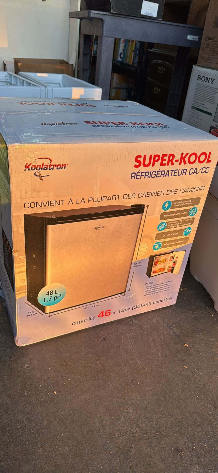 Koolatron KCR40B Super-Kool 1.7 Cu. Ft. AC/DC Compact Refrigerator New IN Box