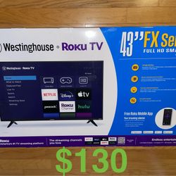 Westinghouse Roku HD TV 43 Inch Smart TV 1080P Brand New Sealed In Box. CASH ONLY. PRICE IS FIRM. NO TRADES. For pickup in Carrollwood 
