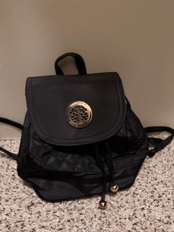 Black Mini Backpack with Gold Hardware