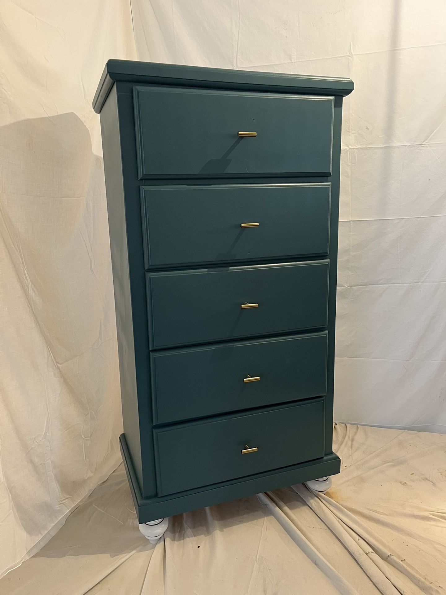 Solid Wood 52” Tall Teal Dresser