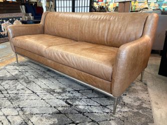 CB2 Alfred Distressed Cognac Leather Sofa