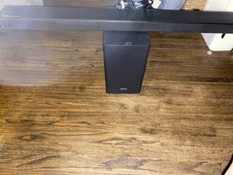 Samsung Sound Bar Wireless Sub Remote Powered By Harmon Karmon Sounds Incredible Great Bass Has Bluetooth Asking 200 Not Using It’s Loud