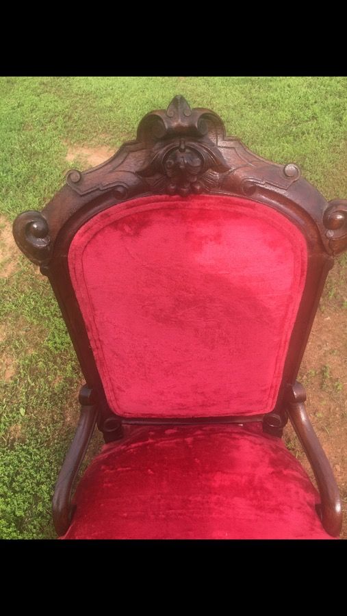 Antique Red Velvet Parlor Chair