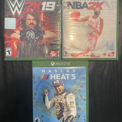 Xbox One Games/Disk - WWE 2K19, NBA 2K21, NASCAR HEATS