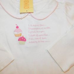 NWT Vtg Gymboree 2005 Girls 12-18 Months Cupcake Recipe Bodysuit