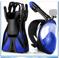 Adult snorkeling, mask, and fins