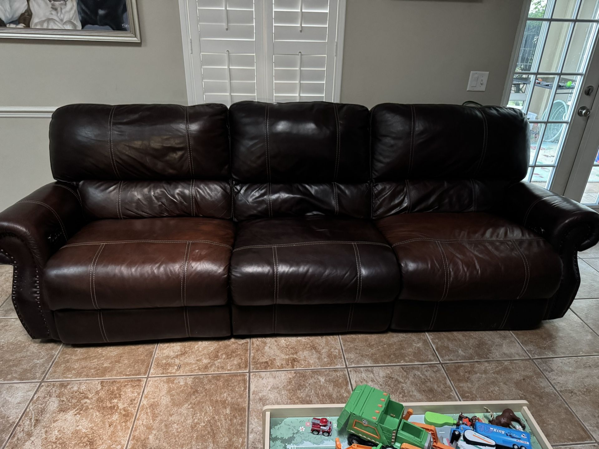 Oversized Leather Power Reclining Sofa & Loveseat