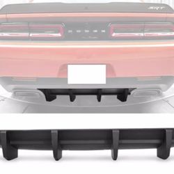 Fits 15-22 Dodge Challenger Rear Bumper Lip Diffuser 4 Shark Fin Spoiler Wing