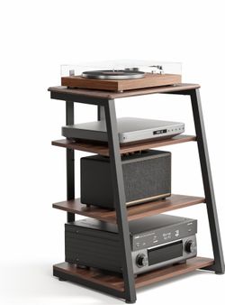 4-Tier Media Stand / Audio Rack – Dark Walnut