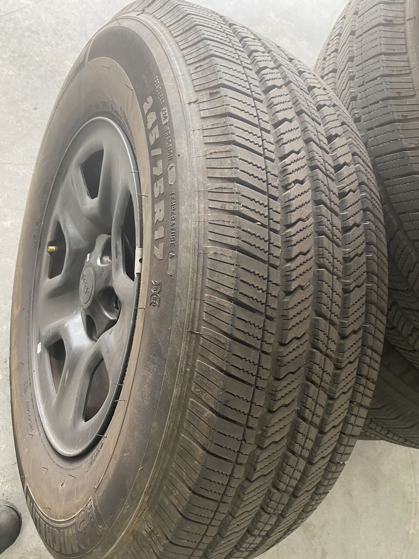 Michelin Tires with rim with new TPMS sensors. 5,000 miles on it. 245/75R17. 2019 Jeep Wrangler JBL.