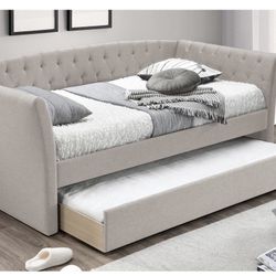 Beige Daybed With Trundle (Free Delivery)