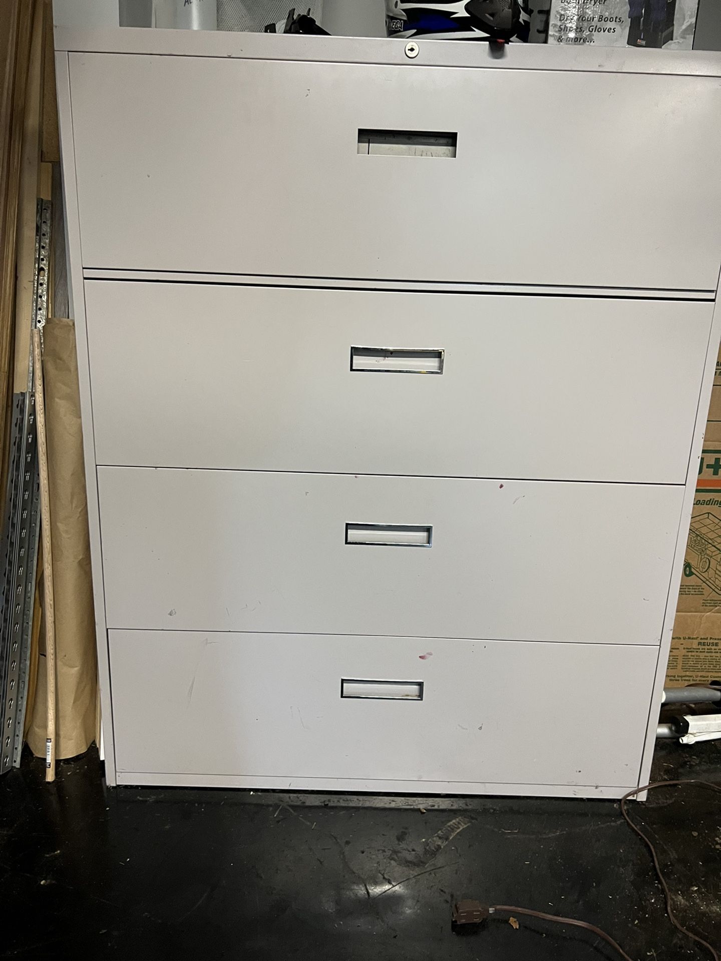 Two Four Drawer File Cabinets Used For Cabinet Garage Storage