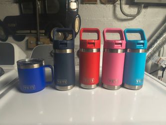 4 used Yeti Rambler Jr & 1 new 10oz Yeti Rambler