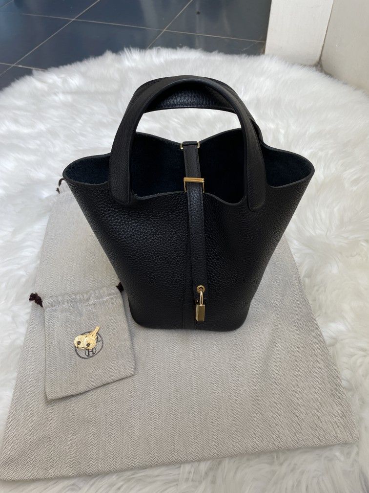 Hermes Taurillon Clemence Picotin Lock 18 Beton Handbag