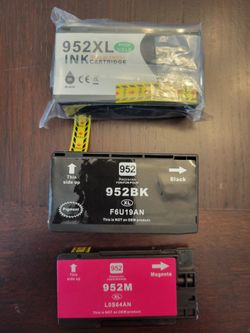 HP 952XL Ink Bundle – 1 New + 2 Lightly Used Cartridges (Black & Magenta)
