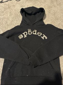 Trade for designer shoes  Sp5der hoodie- Black Rhinestone Medium
