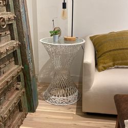 Vintage Russell Woodard Side Table With Glass Top 