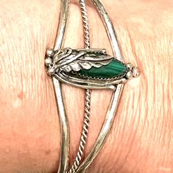 Vintage Nila Cook Johnson Navajo Malachite Sterling Bracelet 