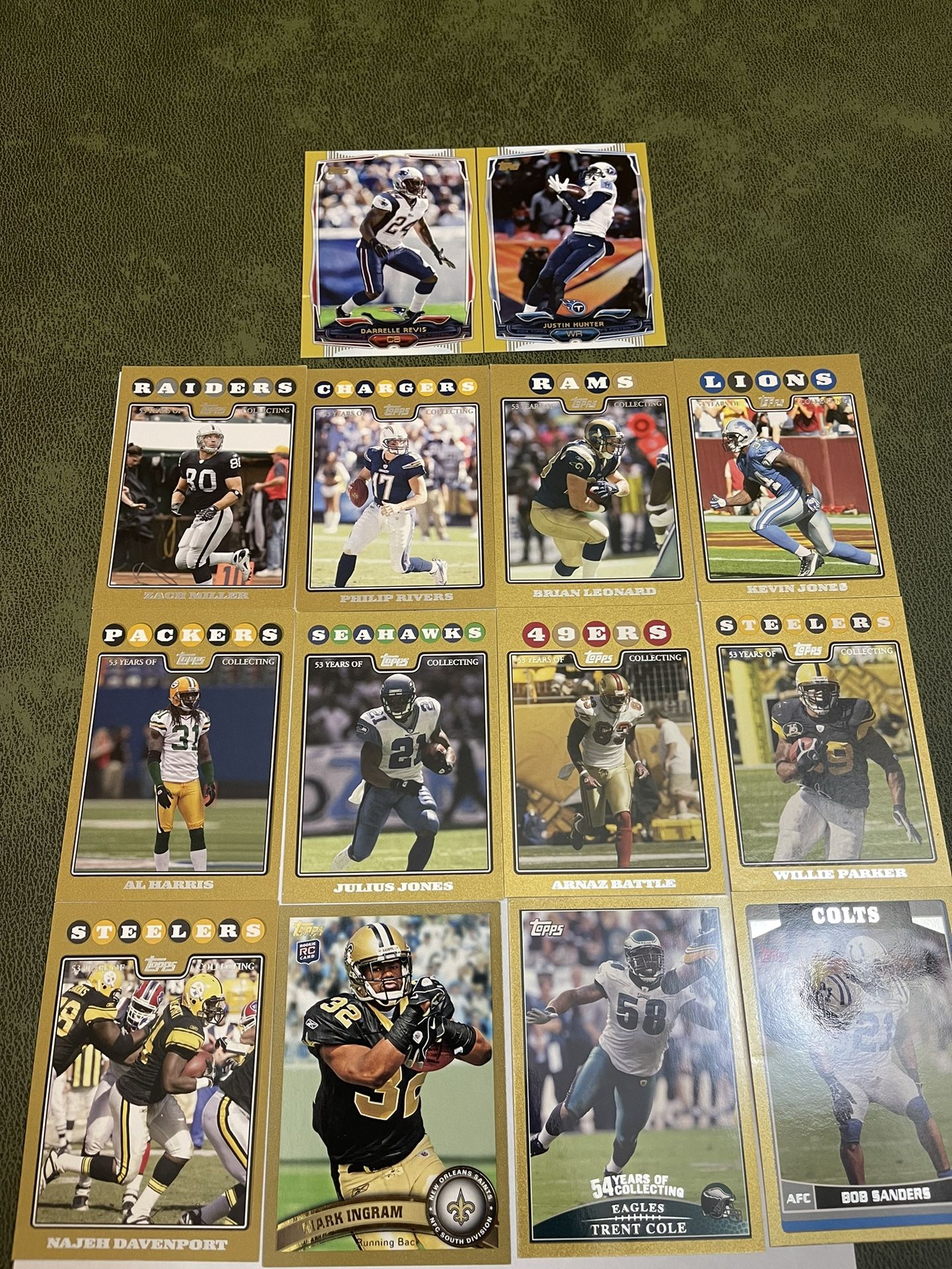Lot of 14 Topps Gold Serial Numbered NFL Cards