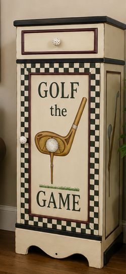 Like NEW Vintage WOOD Golf CABINET
