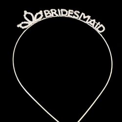 Set of 2 Bridesmaids crystal rhinestone silver tone headbands bridal wedding 