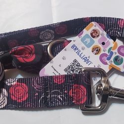 Matching Girly Dog Collar & Leash, Adjustable Nylon Collar, Strong Yet Comfortable, Safety Locking Buckle, Length Adjustable for Small Girl Dog
