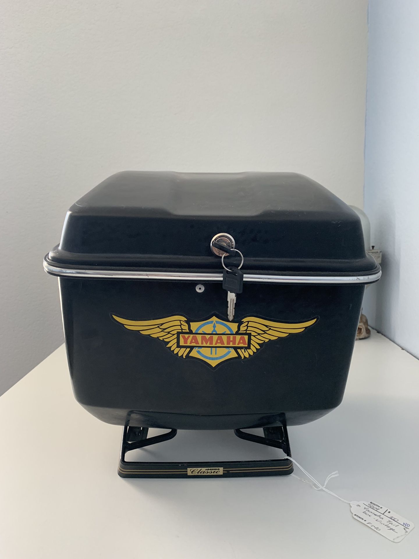 Vintage Yamaha motorcycle trail box