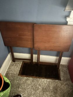 2 Brown Wooden Chairs