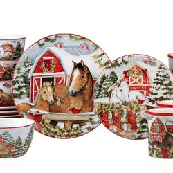 Holiday Horse 16 Peice Dishware Set