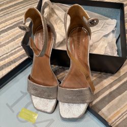 Bernardo Silver Metallic Ankle Strap Heels